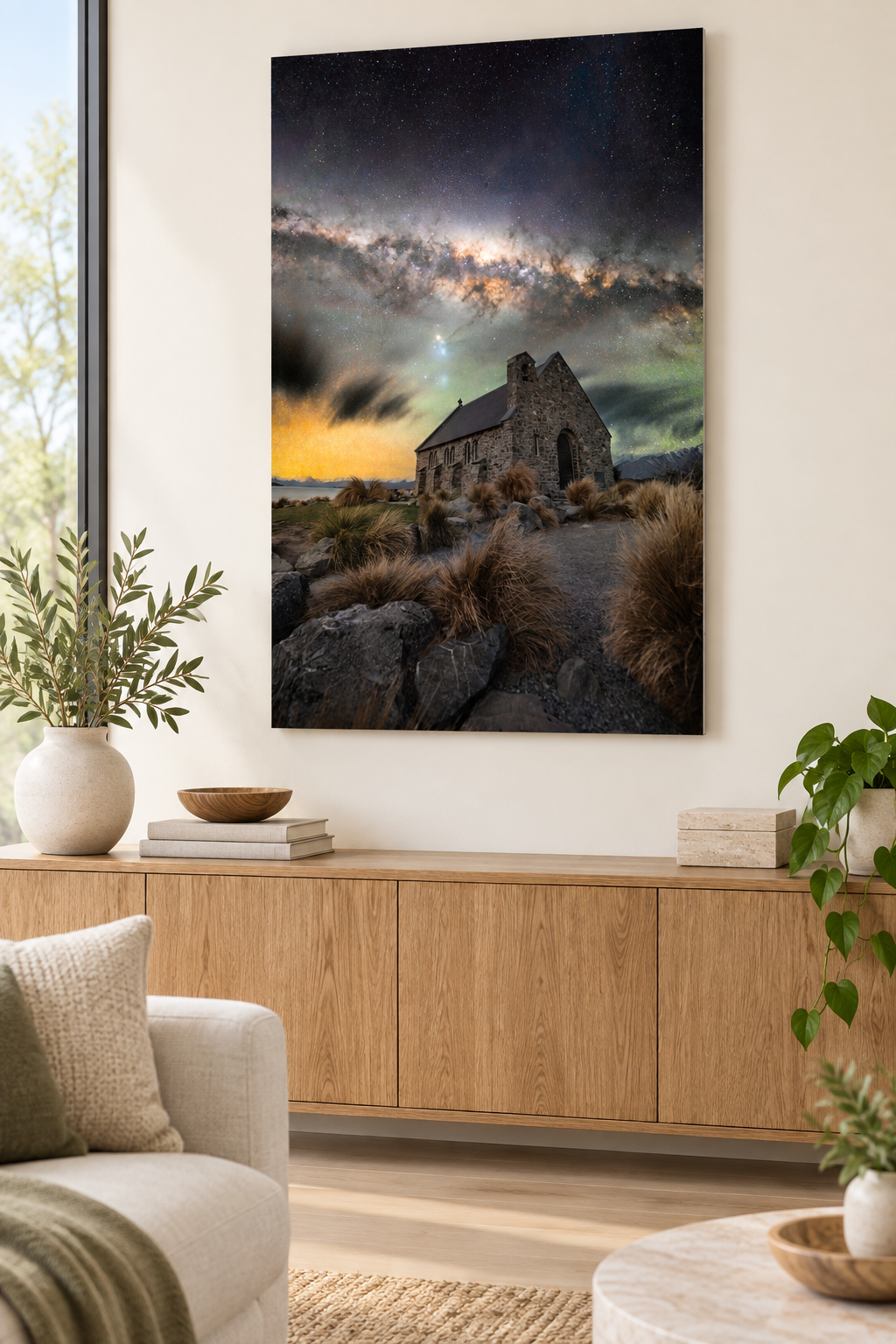 Milky Way Over Tekapo Church Aluminium Print (AUS NZ)