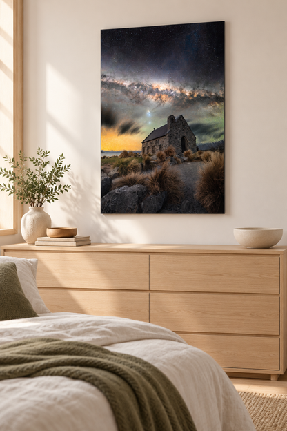 Milky Way Over Tekapo Church Aluminium Print (AUS NZ)