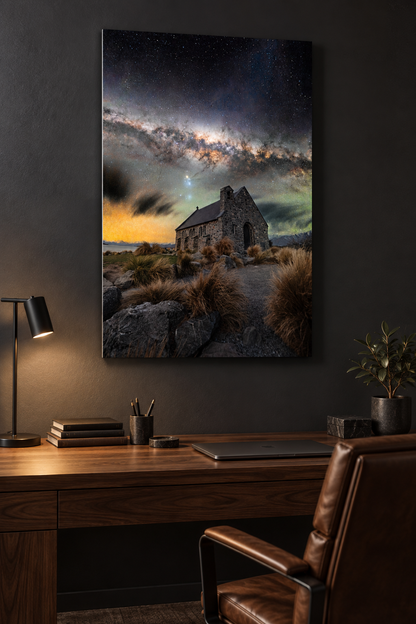 Milky Way Over Tekapo Church Aluminium Print (AUS NZ)