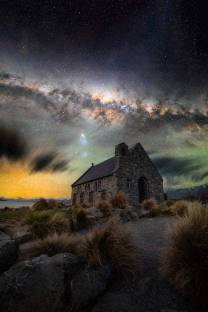 Milky Way Over Tekapo Church Aluminium Print (AUS NZ)
